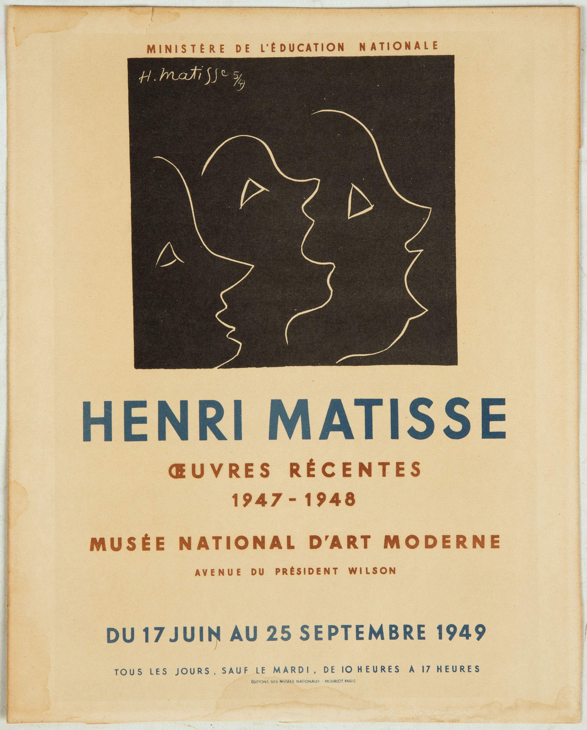 Henri Matisse, Exhibition poster for Musee Nationale d'Art Moderne