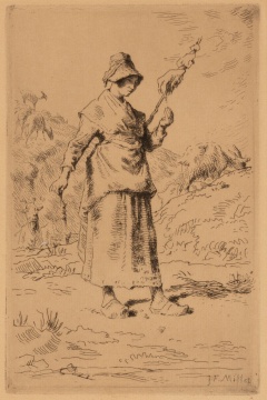 Jean Francois Millet (French, 1814-1875) La Fileuse Auvergnate