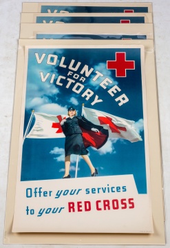 (4) WWII, Volunteer For Victory, Red Cross Posters