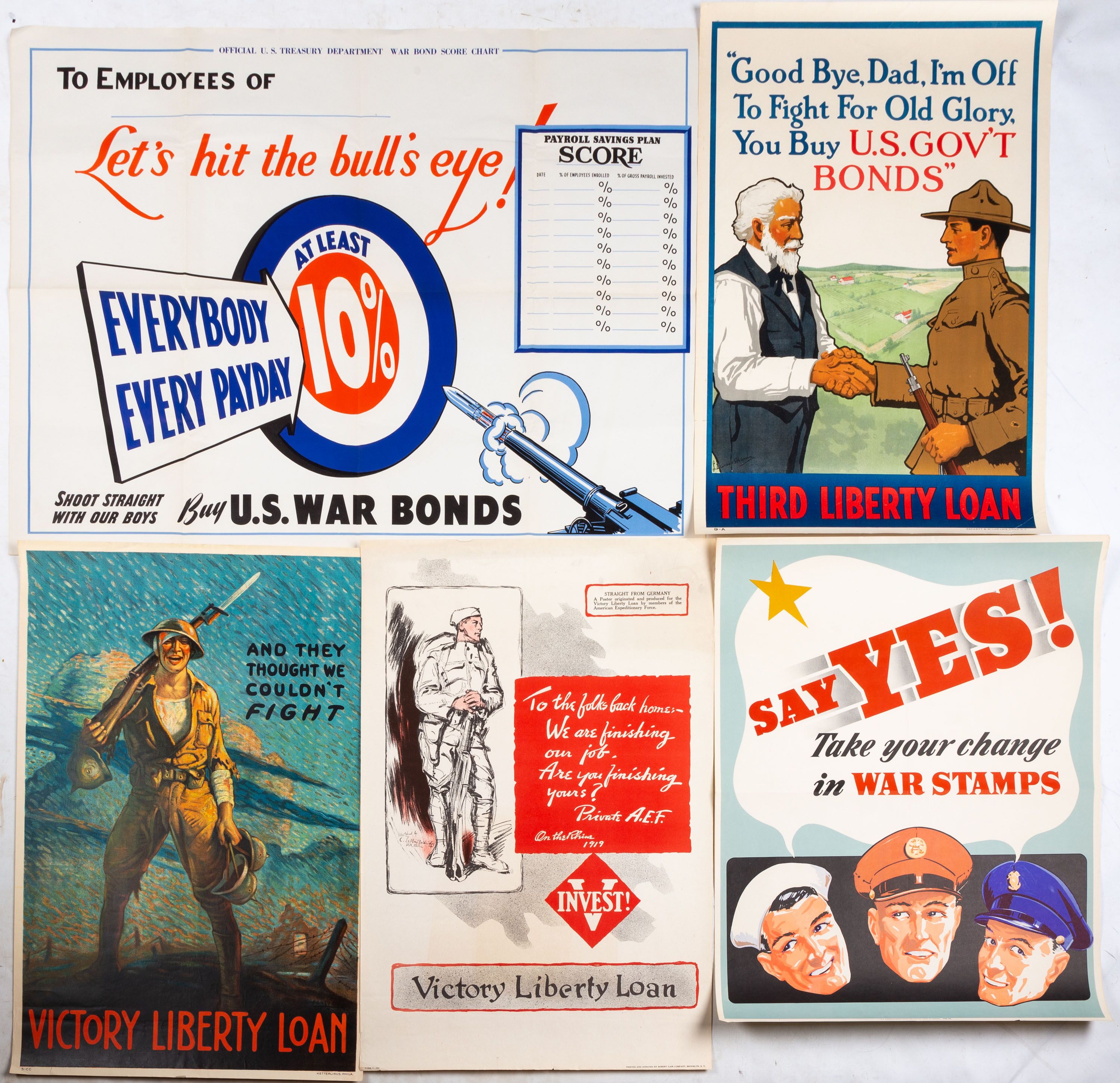 (5) WWII Posters Cottone Auctions