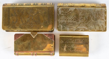(4) Dutch Brass Tobacco Boxes