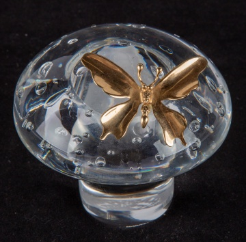 Steuben Mushroom With Gold Butterfly