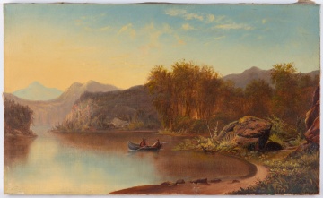 19th Century Hudson River School Painting of a Lake Scene