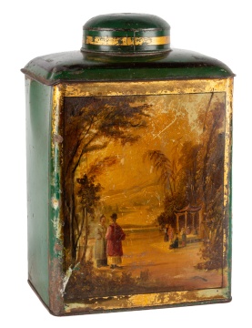 Antique English Tole Painted Tea Caddy