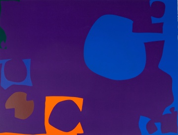 Patrick Heron (British, 1920-1999) "Blue + Deep Violet with Orange, Brown and Green"