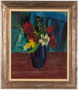 Attributed to Ben Benn (American, 1884-1983) "Tulips in Blue Vase"