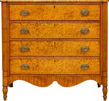Country Sheridan Curly Maple Chest of Drawers 
