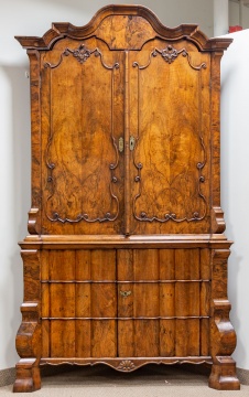 Continental English Walnut Corner Cabinet