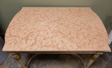 French Carved and Giltwood Polychrome Center Table with Marble Top