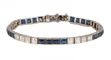 Platinum, Diamond & Sapphire Tennis Bracelet