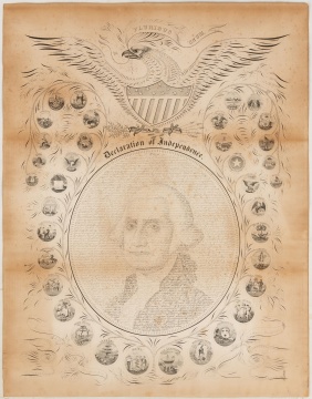 Rare 1865 George Washington Declaration of Independence Calligraphy