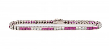 Platinum, Diamond & Ruby Tennis Bracelet