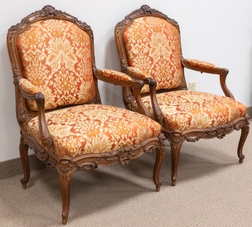 Pair of French Rococo Arm Chairs