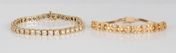 (2) Gold and Diamond Bracelets