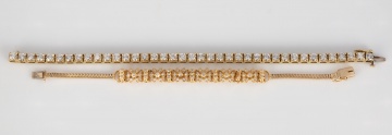 (2) Gold and Diamond Bracelets