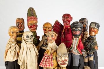 19th Century American Carved Punch and Judy Puppets