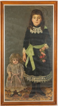  (2) 19th Century Painting's of a Young Boy and Girl with Doll