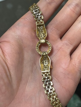 14K Gold & Diamond Bracelet with Fox Heads