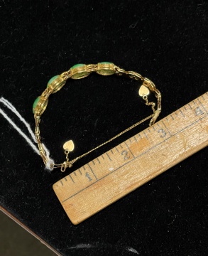18K Gold, Jadeite & Diamond Bracelet