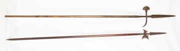(2) Halberds and Victorian copy of a Renaissance Parade Helmet