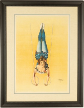 Circus Acrobat Woman on Rings, Donaldson Lithograph