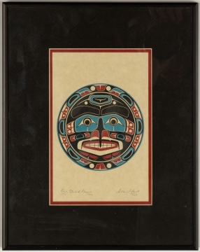 Stan Hunt Tsakis Kwaguilth Northwest Coast Moon Mask & Lithograph