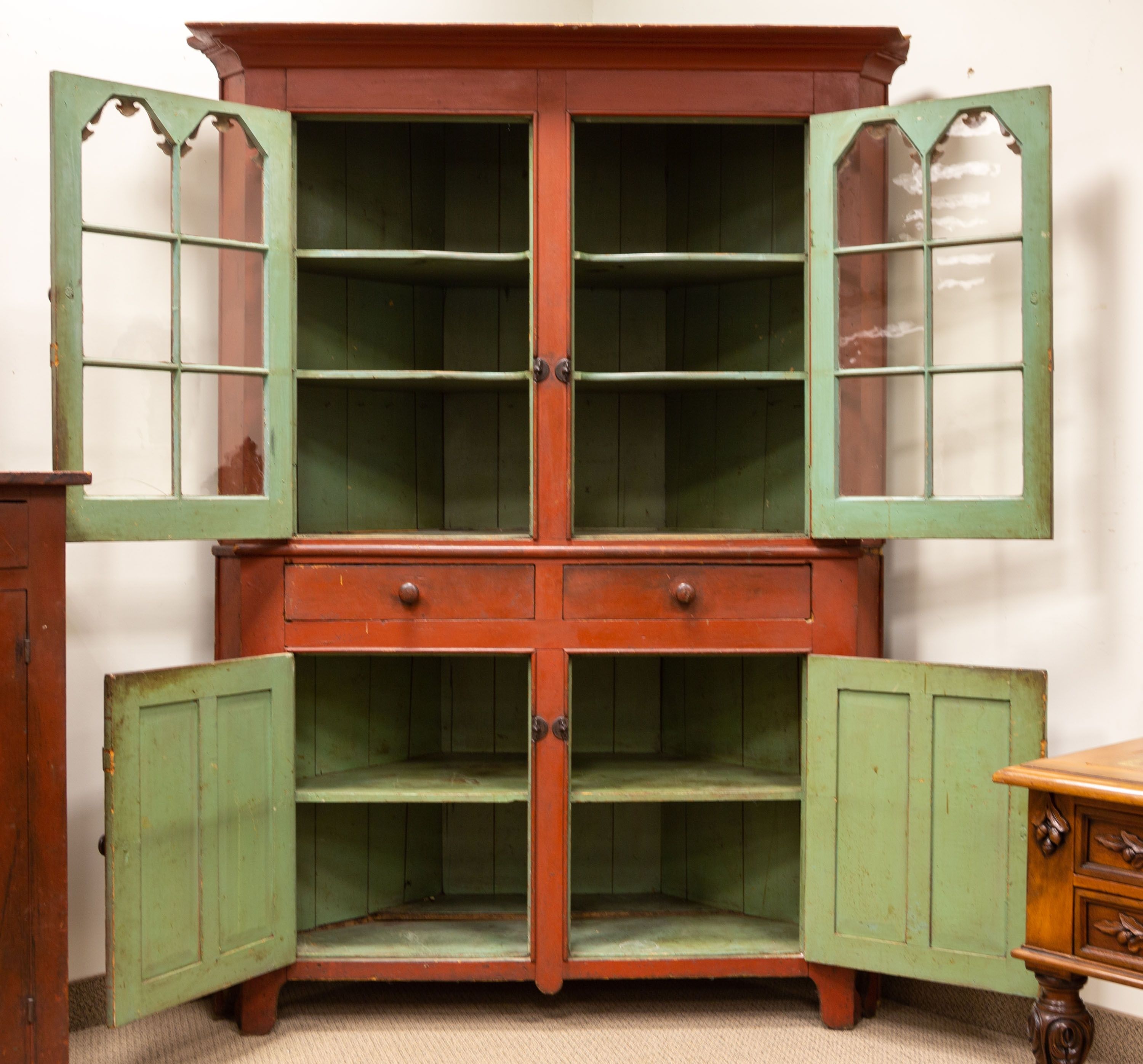 19th Century Red Painted Corner Cottone Auctions