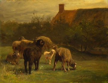 Charles-Emile Jacque (French, 1813-1894) Landscape with Sheep