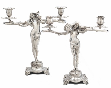 Gorham Sterling Silver Art Nouveau Candelabras, from the 1904 St. Louis World's Fair