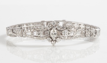 Lady's Platinum and Iridium Art Deco Fancy 3.56 ct Diamond Bracelet