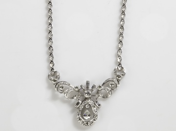 Lady's Platinum and Iridium Art Deco Fancy 6.54 ct Diamond Necklace