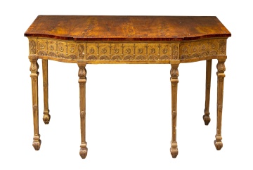 18th Century George III Highly Figured Walnut and Giltwood Console Table