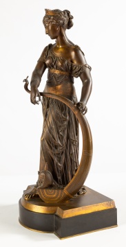 Eutrope Bouret (French, 1833-1906) An Egyptian Woman with Harp Sculpture