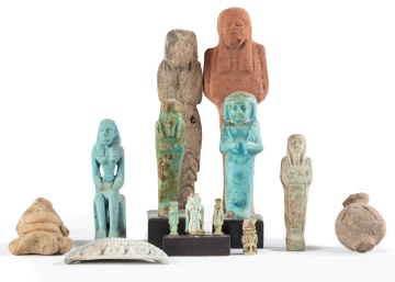 Group of Greek & Egyptian Faience, Stone, Clay and Wood Carving
