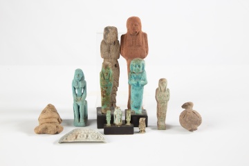 Group of Greek & Egyptian Faience, Stone, Clay and Wood Carving