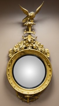 Carved and Giltwood Girandole Mirror
