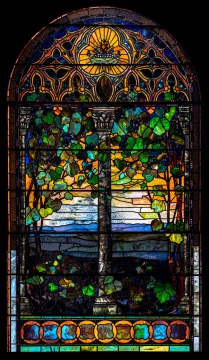 Tiffany Studios Leaded Glass Romanesque Ornamental Window