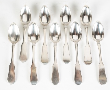 (9) Russian Moscow Sterling Silver Table Spoons