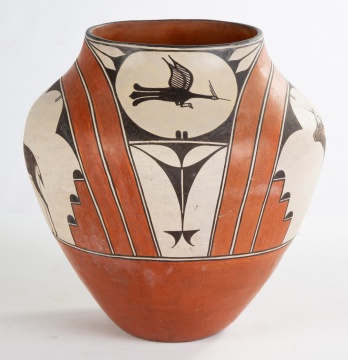 Native American Zia Pueblo Pottery with Deer and Birds
