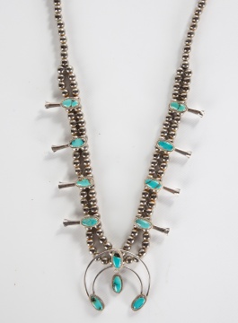 Sterling Silver & Turquoise Squash Blossom Necklace