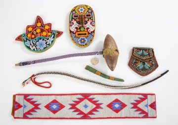 Group of Native American Beadwork and War Club