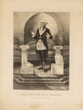 1868 Currier and Ives "Washington as a Mason" Print
