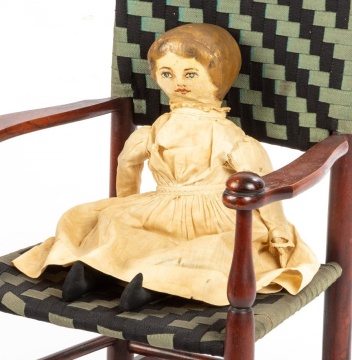 19th Century Painted Oil Cloth Doll