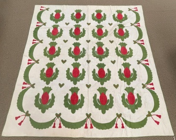 19th Century Applique Floral Quilt