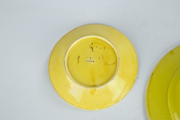 French Canary Yellow Transfer Ware Plates
