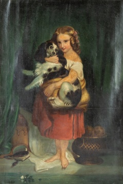 19th Century Portrait of Girl with Dog