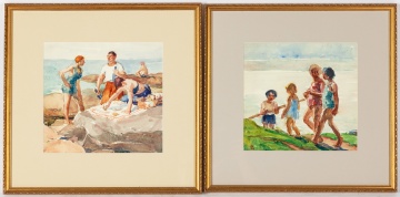 (2) George A. Renouard (American, 1884-1954) Watercolors of Bathers