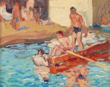 George Renouard (American, 1885-1954) "Orange Rowboat"