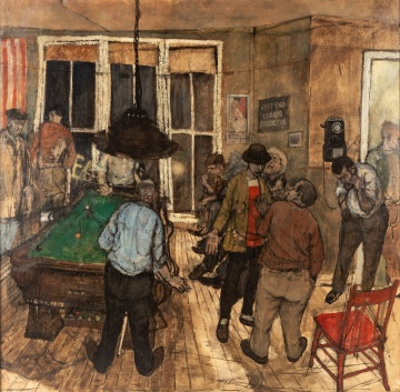 Attr. Clyde Singer (American, 1908-1998) "Wooster Pool Room"