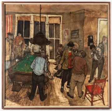 Attr. Clyde Singer (American, 1908-1998) "Wooster Pool Room"